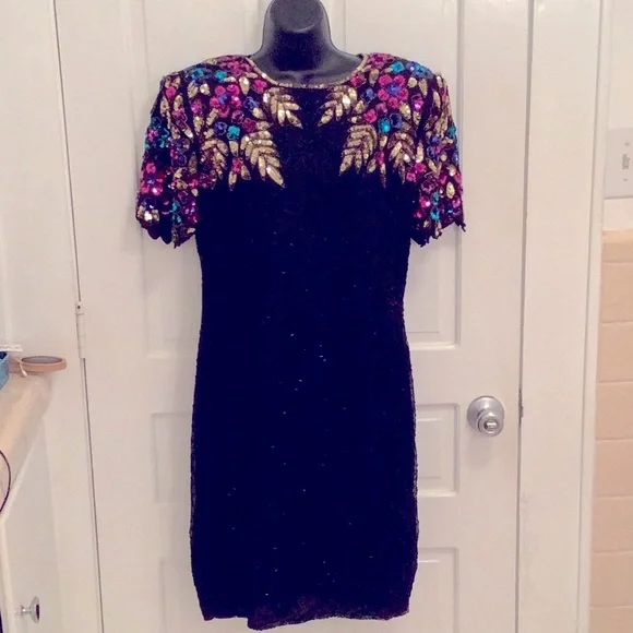 stenay sequin dress NWT vintage Stenay sequin embroidered silk dress M